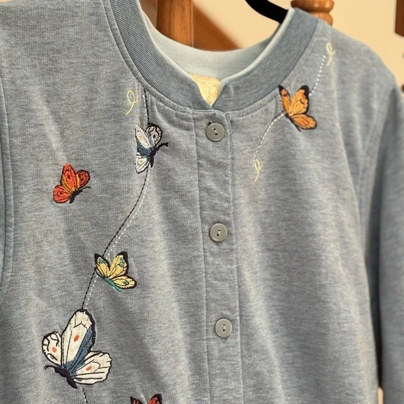 Vintage Button Up Cardigan with Embroidered Butterflies - Picture 2 of 6